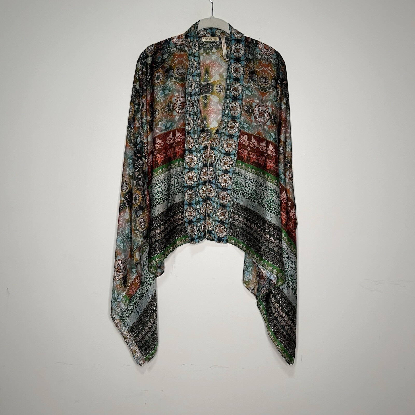 Kas New York Anthropologie Top Women's Xs Oversized Satin Boho Artsy Blouse